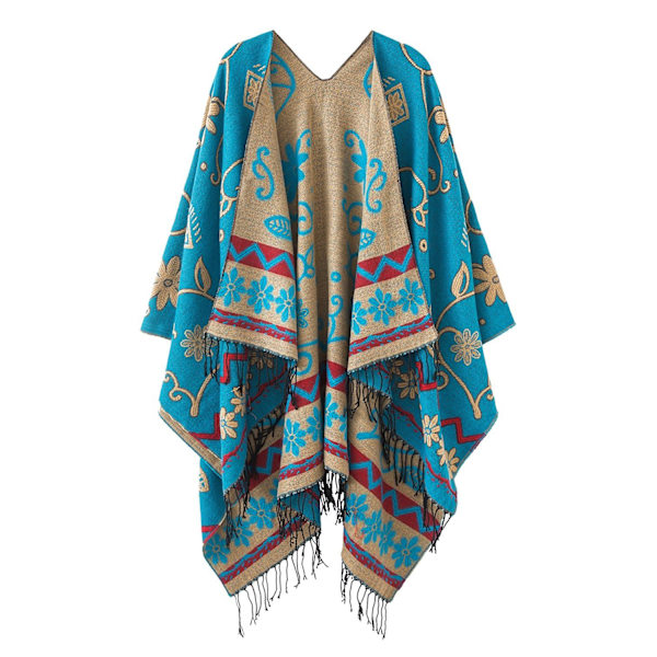 Kvinnors Poncho Cape Sjal Blommig Mönster