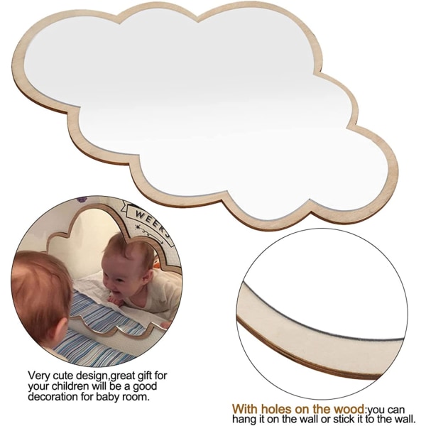 Barnsäker äkta akrylspegel, väggspegel för barn i sovrum (moln)