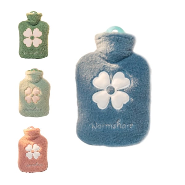 Varmvattenflaska Cartoon Plysch Bärbar Mini 1000ML-Blå blue