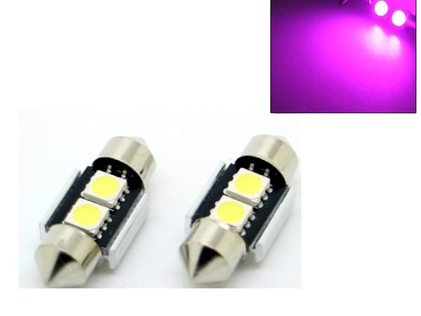 C5W SV8.5 LED-lampa Canbus, 31 mm, Rosa, 2-pack. 31mm Pink 2-pack