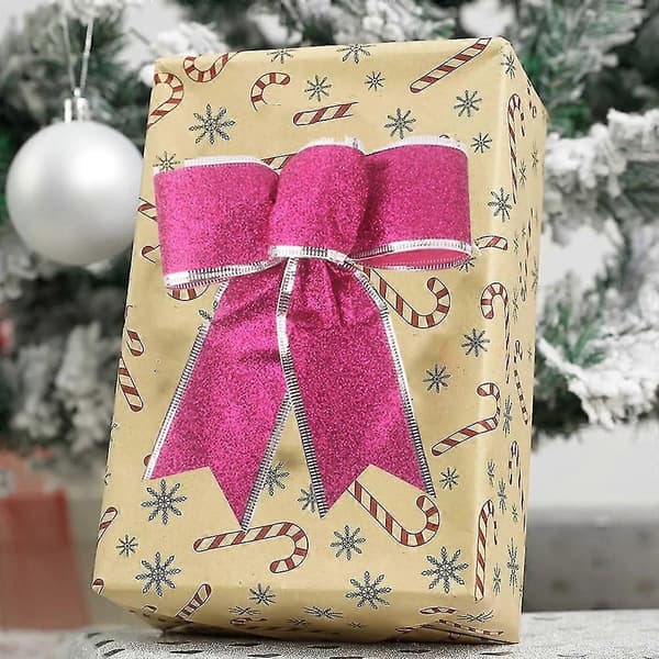 8 stk. Glitter Julekrans Juletrepynt til Juleborddekor rose Red
