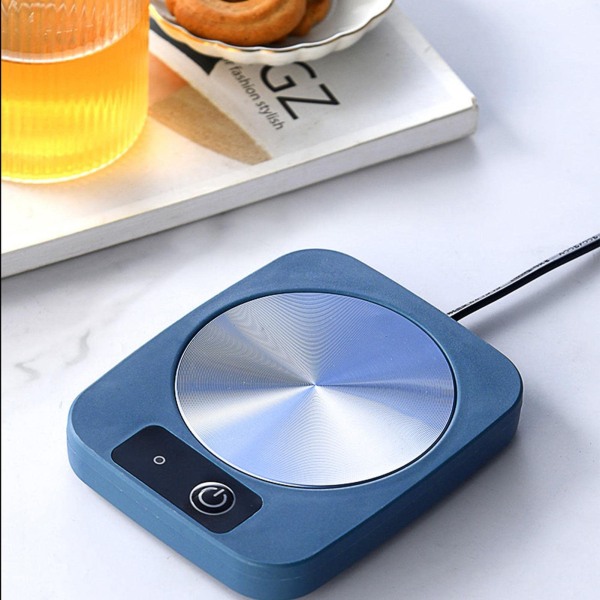 Kaffemuggvärmare, USB laddningsunderlägg Bärbar, hållbara multi keramiska koppar, metallkoppar varmare, blå blue