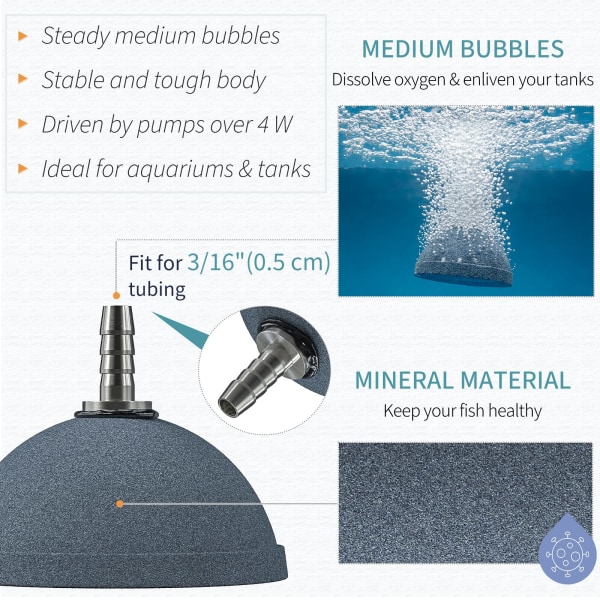 Akvarium 6cm brødluftestein boblediffusor frigjøring verktøy for luft pumper fiske tanker bøtter små dammer og DWC reservoarer