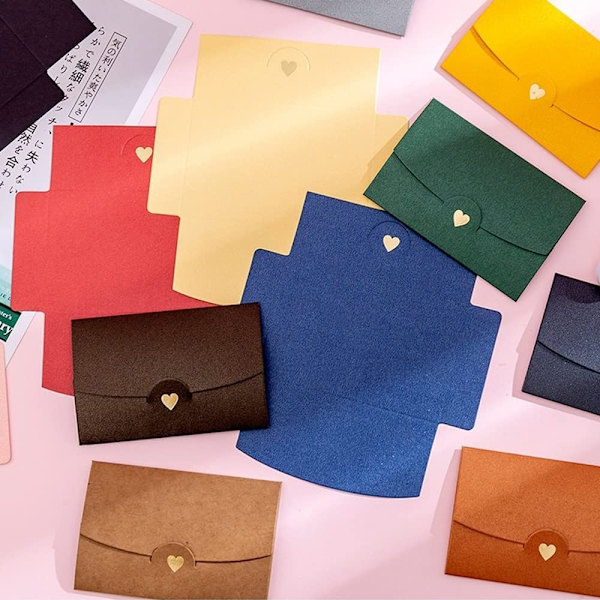 50 st mini presentkort kuvert, röda mini kuvert