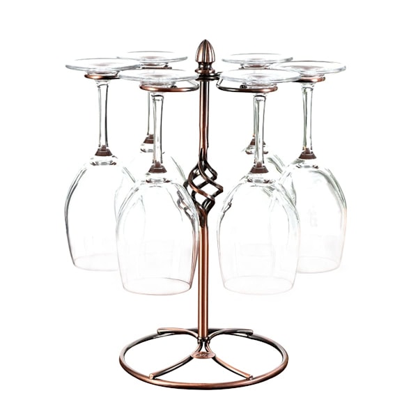 Vinställ i metall, retro 6-glas vinställ, fristående glasställ, vinställ, glasställ