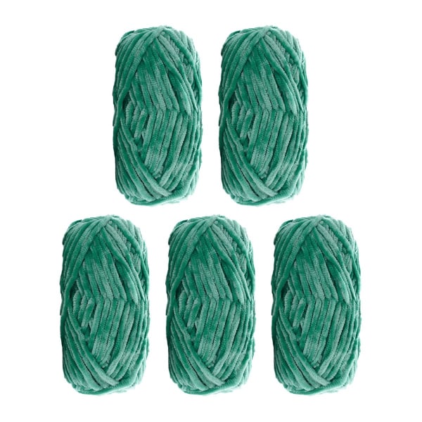 5 Pakke Super Myk Chenille Fløyelsgarn Strikkeull Tykk Varm Hekle Strikkegarn for Art Knitting Doll DIY Bag Genser 500g, grønn GREEN(B)