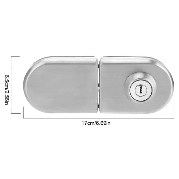Rostfritt stål 10~12mm Glasdörrlås med nycklar för hem, hotell, badrum