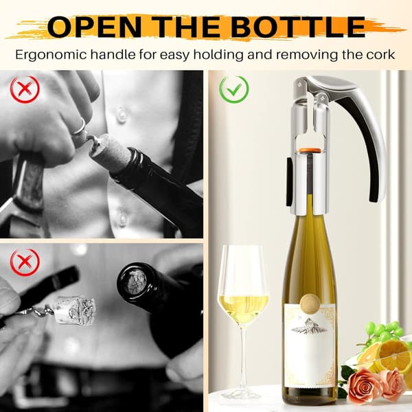 Champagneflaskeåpner, rustfritt stål vinflaskeåpner Sparkling Wine Cork Puller