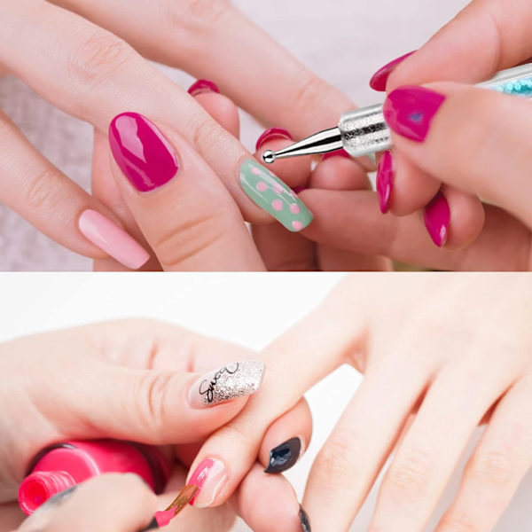 5 st dubbelsidiga nagelkonstpenslar, nagelprickpenna