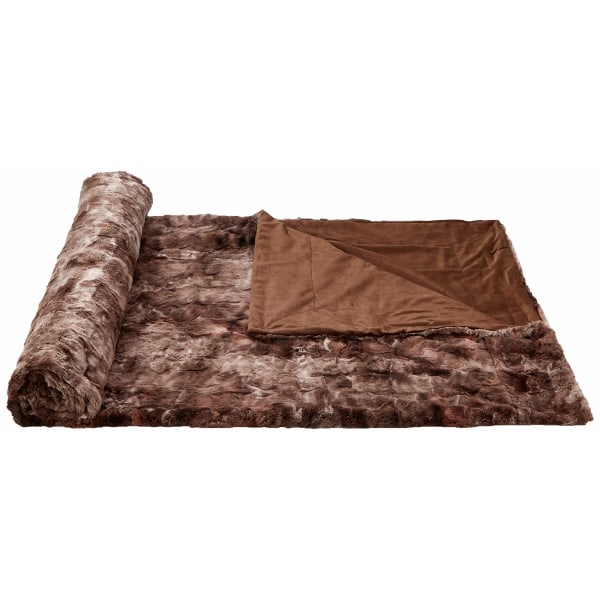 Cuddly blanket with faux fur - bedspread fur look, machine washable