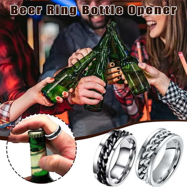 Rotation Chain Promise Rings for Women Men - Størrelse 8 (Sort)