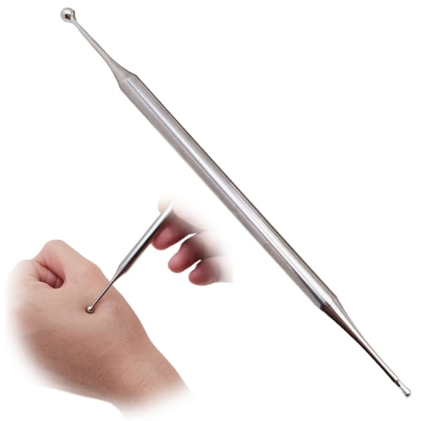 Dual Head Facial Reflexology Tools Stainless Steel Manual Acupuncture Pen Portable Body Point Probe Massage Tool