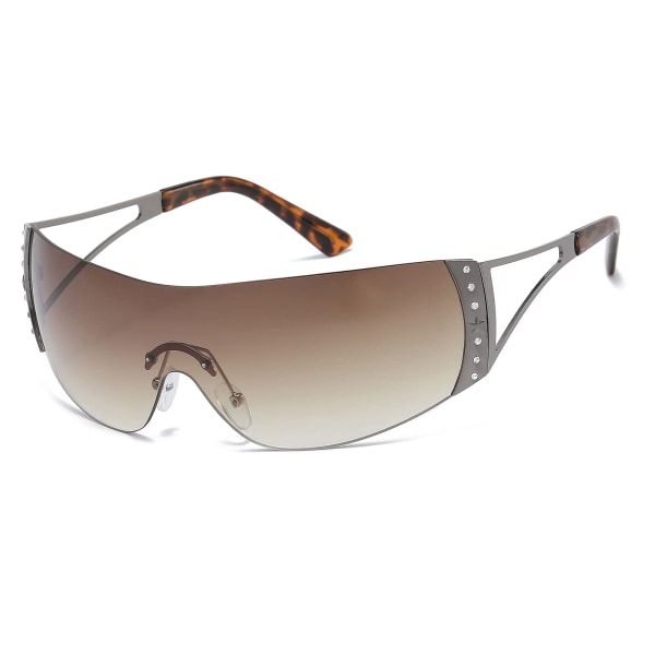 Trendiga båglösa Y2K Wraparound-solglasögon - för kvinnor Män Stilfulla ramlösa överdimensionerade omlottglasögon Cykling Sport Shopping Utomhus