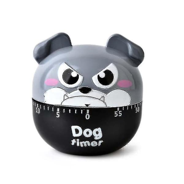 Hundeformet timer, manuel mekanisk køkkentimer i plastik, khaki