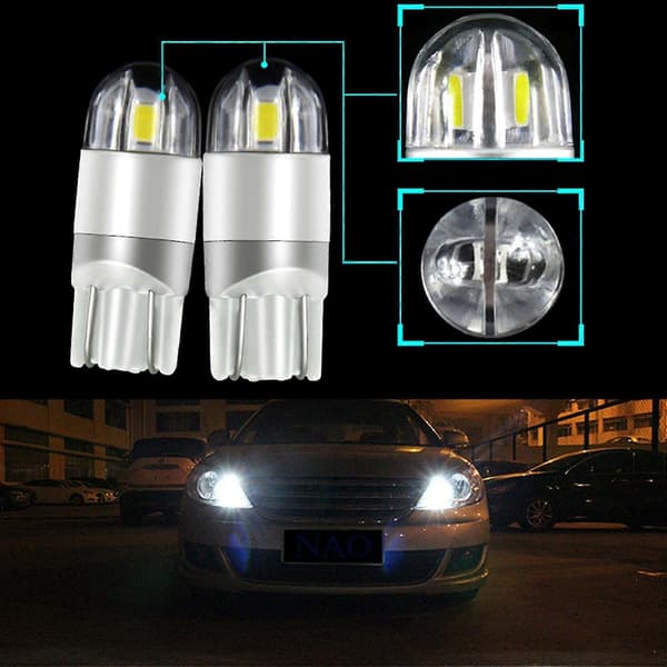 2 stk. W5w T10 2 Smd 3030led Super Bright White 12v Nummerpladelys