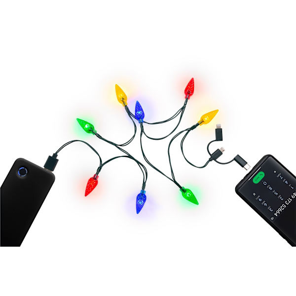 USB-ladekabel for smarttelefon med LED-lys