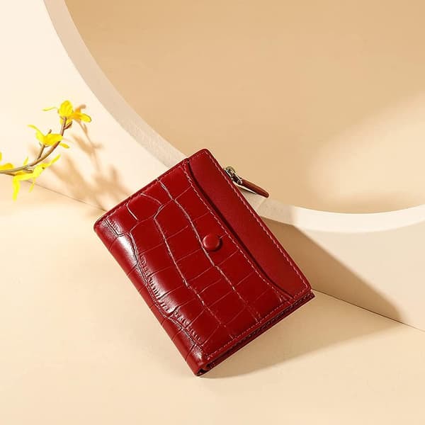 Små plånböcker för kvinnor Mode Stenmönster Flickor Plånbok Tunn och lätt Kortfodral Organizer red