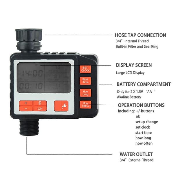 Automatisk LCD-skjerm Hage Vannings Timer Irrigasjonskontroller