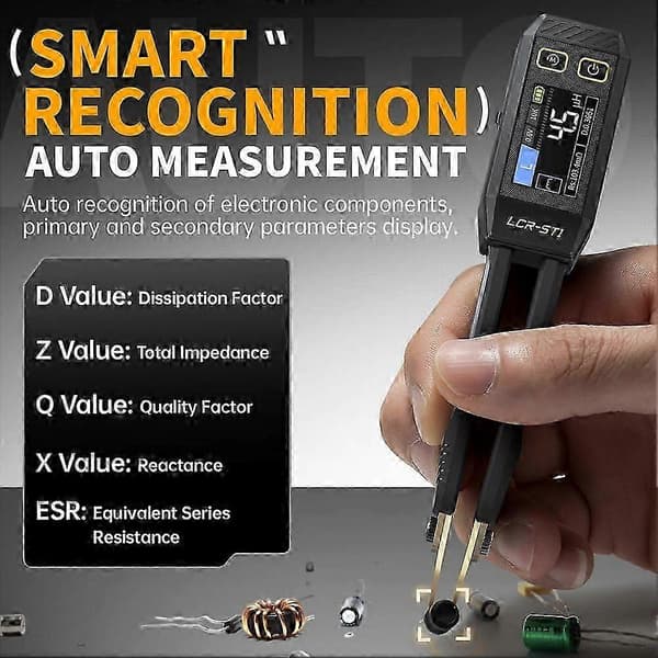 LCR-ST1 10KHz LCR Meter Pincet, Mini Smart SMD Tester, Auto Komponentgenkendelse Elektronisk Comp