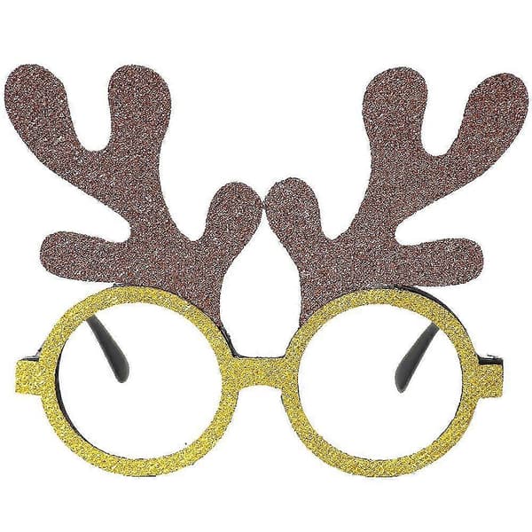 4 stk. Julebriller Juledekorasjon Festutstyr-MXBC Brown antlers gold frame