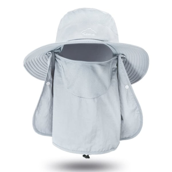 Fiskehat til mænd Udendørs solbeskyttelseshat Vandrebøttehat med aftagelig mesh-ansigtsdæksel Halsklap
