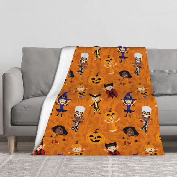 Höst Pumpa Släng filt Country Höst Orange Pumpa Färgglad Pumpa Print Super Mjuk filt för Bäddsoffa Stol Sovsal 50x60''(Halloween Kids)
