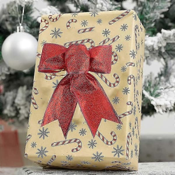 8 st Glitter Julkrans Rosett Julgransprydnader Rosetter För Juldekoration red edge