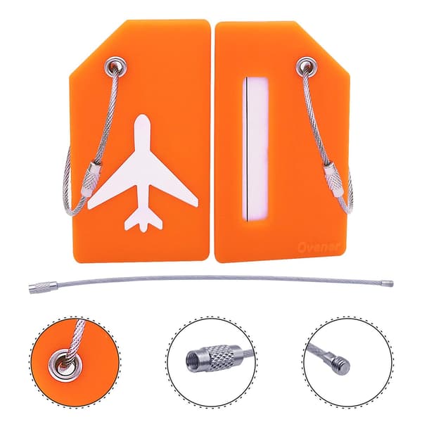 Silikon bagasjelapp med navneskilt, oransje