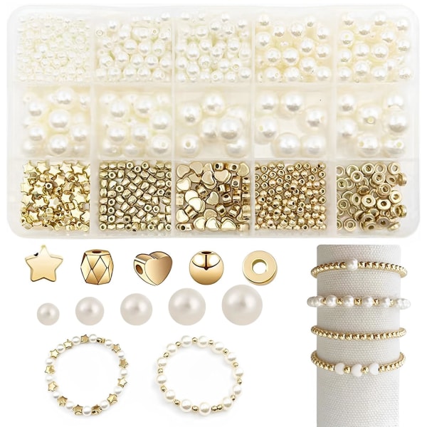Perleperler for armbånd Lage runde perler Perler for smykkefremstilling Pentagram Spacer Perletilbehør Håndverkssett