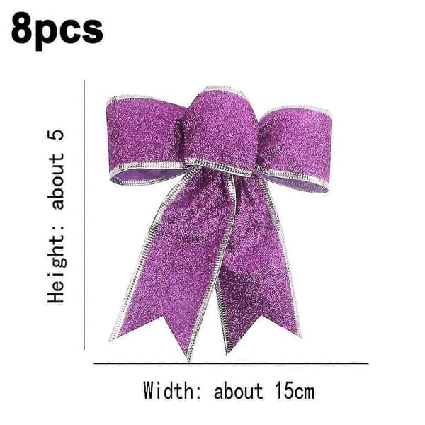 8 stk. Glitter Julekrans Juletrepynt til Juleborddekor Purple