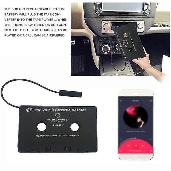 Bil Stereo Bluetooth Kassett Til Aux Mottaker, Kassettspiller Bord Bluetooth 5.0 Aux Adapter