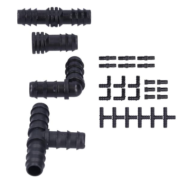 Droppbevattningskopplingar Kit 1/2 Slang Hullingförsedda Anslutningar 24st Set för Trädgård Växthus