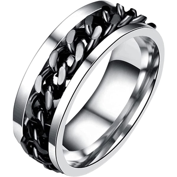 Rotation Chain Promise Rings for Women Men - Størrelse 8 (Sort)