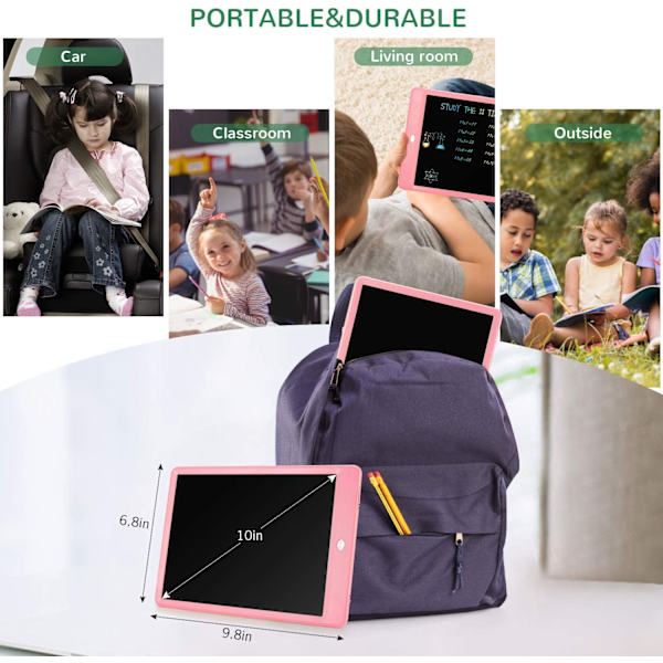 LCD-skrivetavle Doodle Board, 10 tommer (rosa)