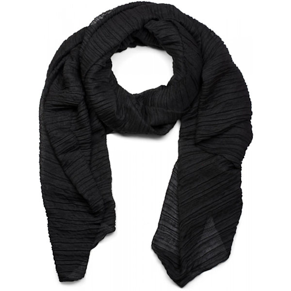 Dame skjerf vanlig med fint kreppoverflate, lett skjerf, plissert, plisserte folder black 180cm