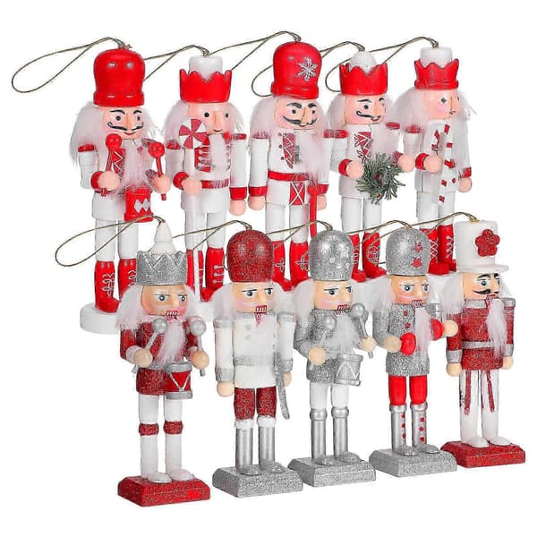 10 Stykker Tresoldat Ornamenter Julepynt Innendørs Julepynt