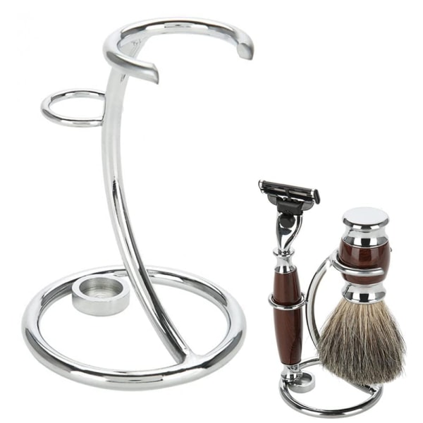 Kraftig krom barberkniv og børstestativ, barberskraber i rustfrit stål Barberbørstestativ til opbevaring af sikkerhedsbarberkniv Barberbørsteholder
