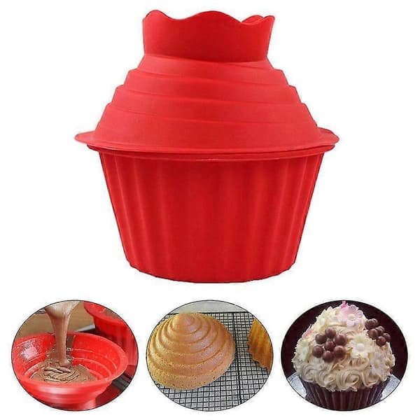 3-pakning gigantisk stor silikon cupcake kakeform topp cupcake bake sett bakeform kake bakeverktøy