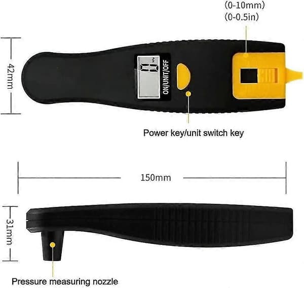 2-i-1 Digital Dæktryksmåler, 100 Psi Dæktryksmåler Dæklufttryksmåler Dækmønsterdybdemåler Med LCD-display