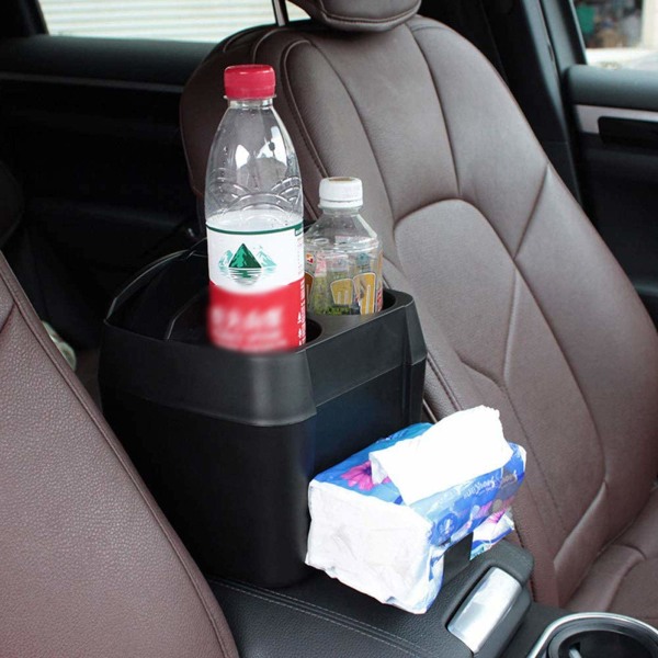 Car Center Console Armrest Organizer Box,Trash Can  with Lid Cup