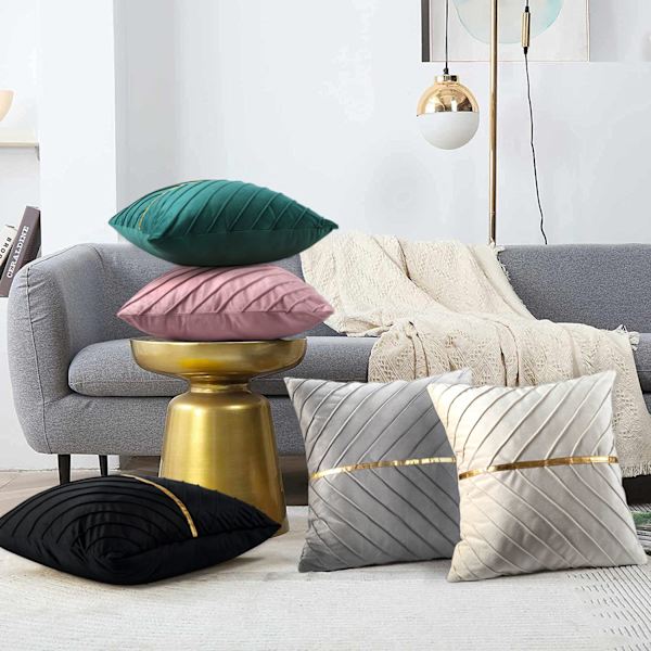 Putetrekk gull grå fløyel dekorativ pute stue 45 x 45 cm sofa pute luksuriøs myk sofa pute dekorativ putetrekk sett med 2