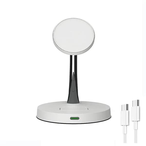 Dobbel trådløs lader hurtigladeplate for iPhone 12-14, Apple Watch og ørepropper