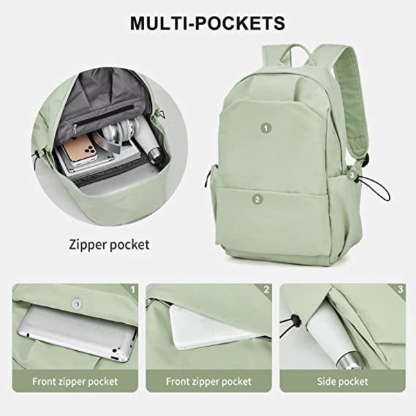Skolryggsäck Unsex, Casual Travel School Bags (ljusgrön)