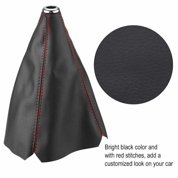 Växelspaksknopp Damask Gaiter Boot Cover Kit, Universal Bright Black PU Läder Växelspaksknopp Cover Svart Bright Röd Söm Växel Damask Boot Cover