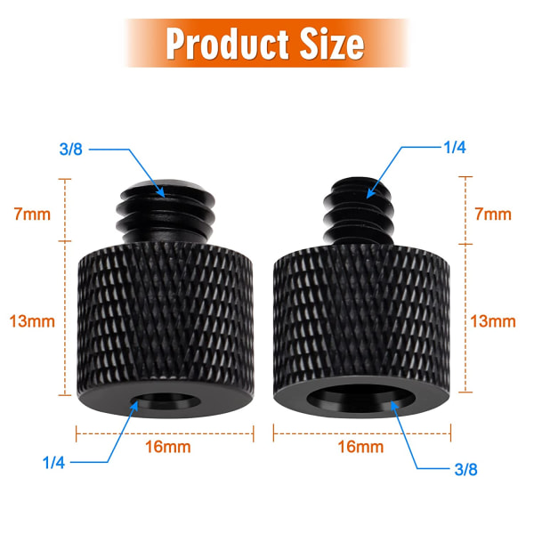 4 stativadapter, 3/8 till 1/4 adapter, mikrofon gängskruvadapter