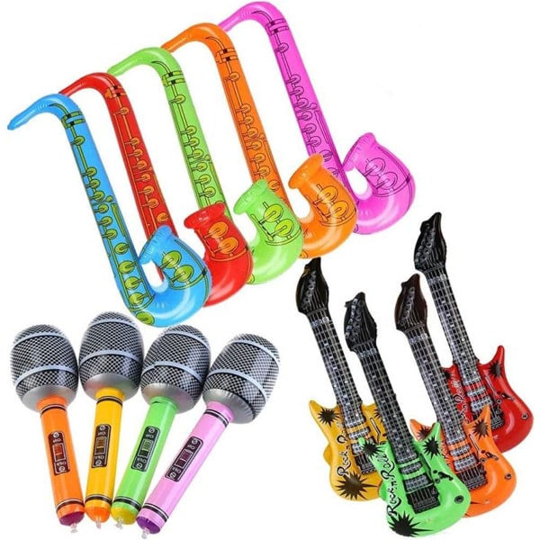 12 uppblåsbara gitarr saxofon mikrofon ballonger Slumpmässig färg