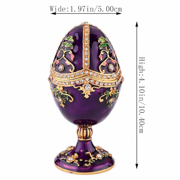 Vintage handmålad Fabergé-ägg stil gångjärns smyckeskrin med rik emalj och gnistrande strass, unik gåva till familjen