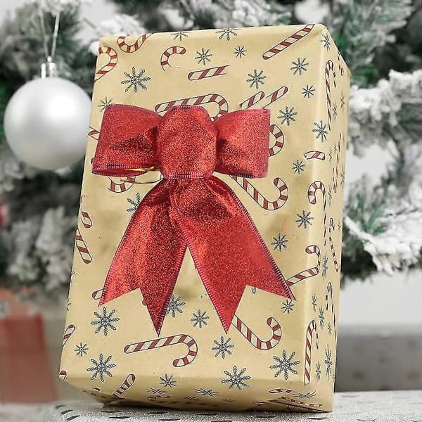 8 stk. Glitter Julekrans Juletrepynt til Juleborddekor red edge