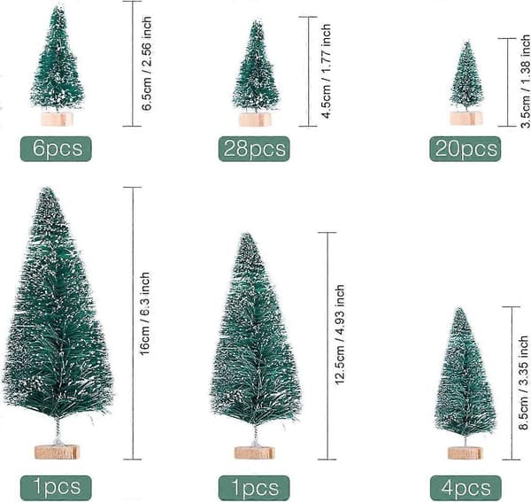 60 Stycken Mini Julgranar Konstgjorda Julgranar Bordsgranar för Julfest Heminredning