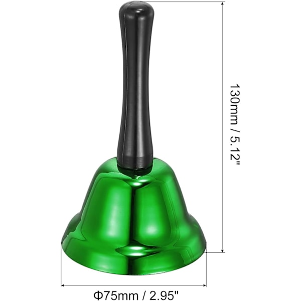 1 st Högljudd Handklocka, 75 mm (2,95\") Dia. Middagsklocka för Klassrum, Service, grön